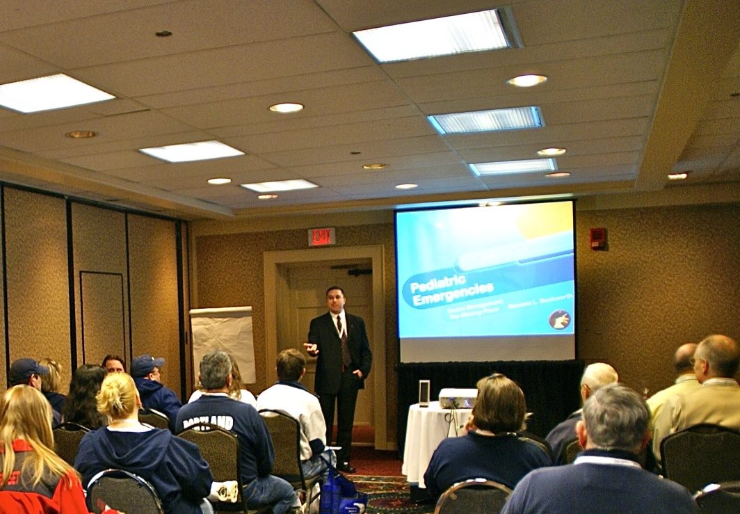 Rom Duckworth presenting a pediatric emergencies session.